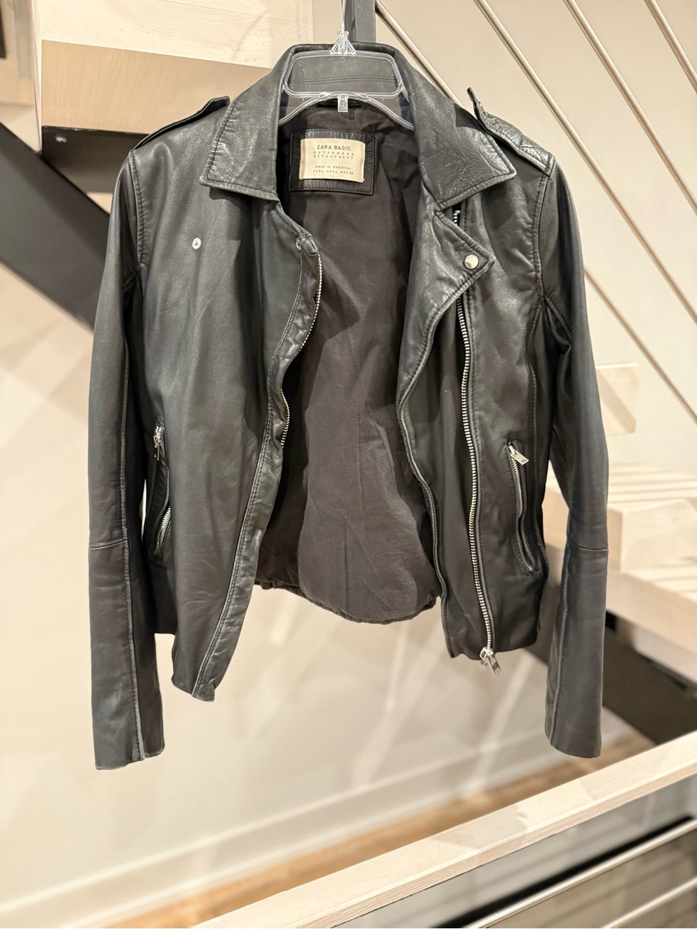 Zara Black Leather Biker Jacket